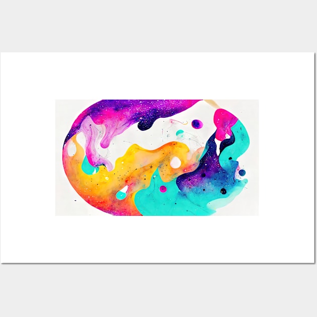 Modern Contemporary Abstract Watercolor Colorful Multicolored Cosmic Splash Galaxy Wall Art by AlexandrAIart